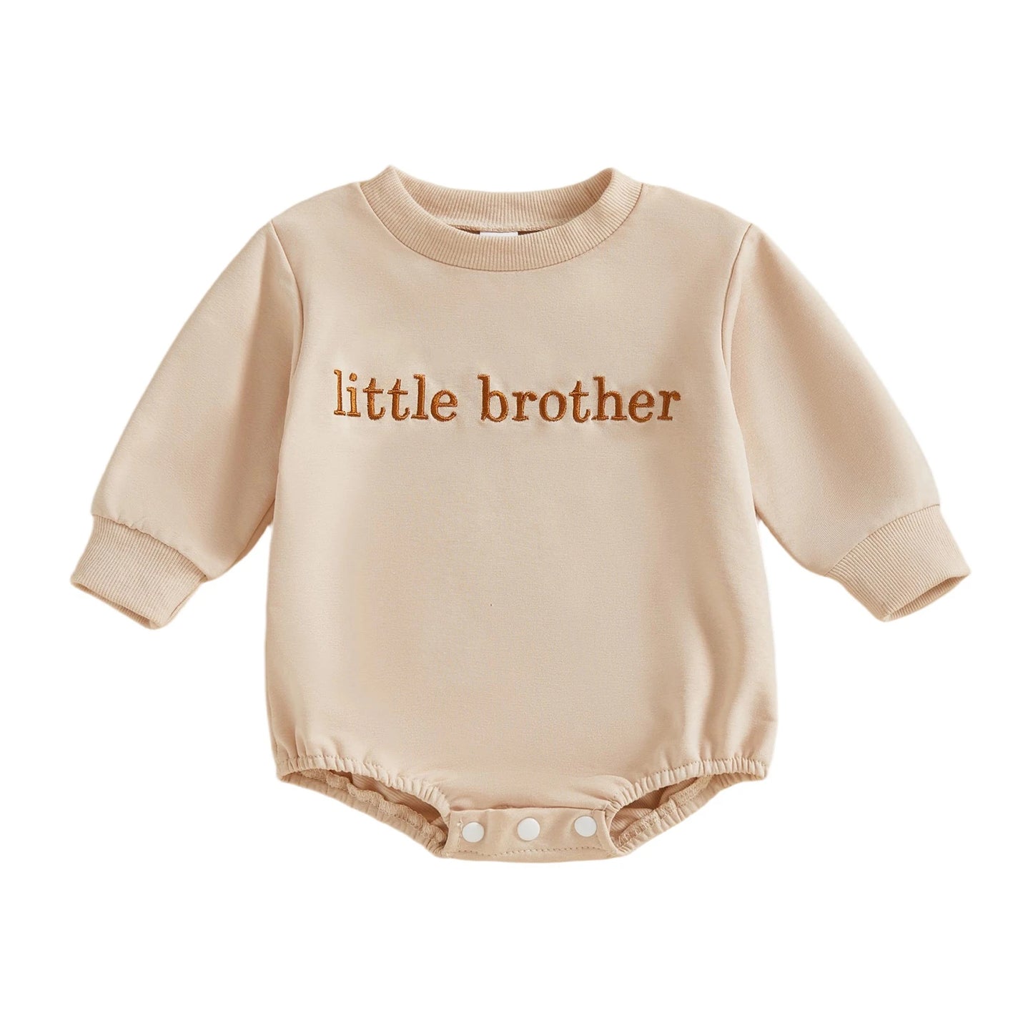 Baby Girls Boys Little Brother Sister Fall Romper Letter Embroidery Long Sleeve Round Neck Bubble Jumpsuit