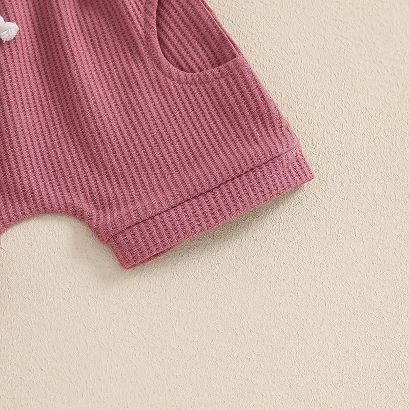 Baby Toddler Girls 2Pcs Waffle Outfit Mama's Mini Letter Embroidery Ruffle Short Sleeve T-Shirt Top and Elastic Shorts Set Clothes