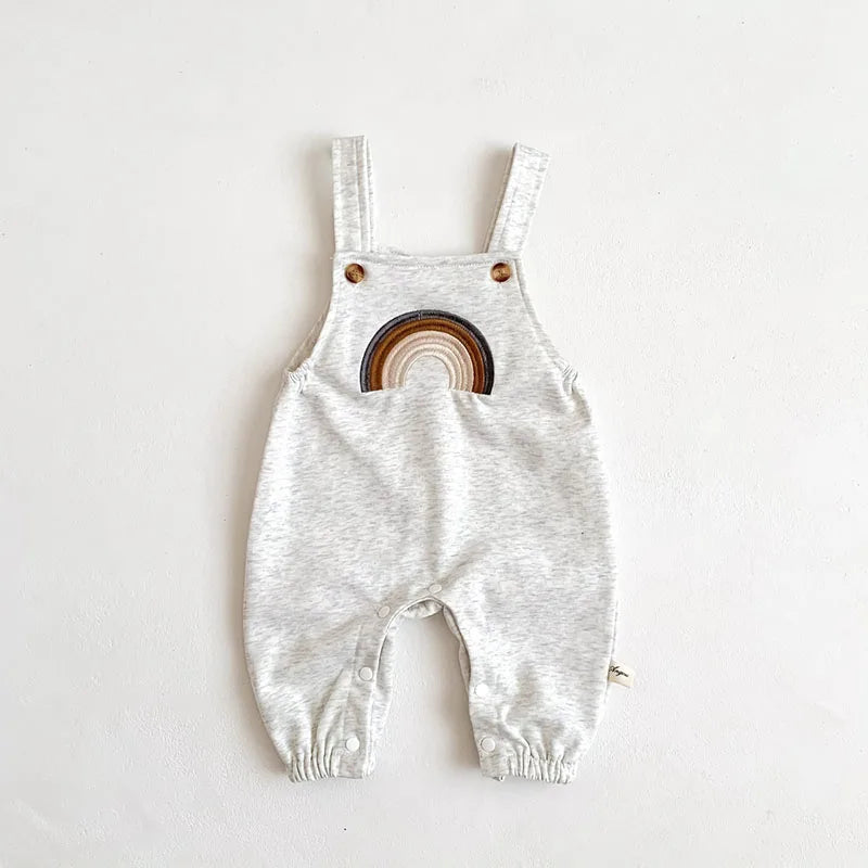 Soft Rainbow Embroidery Jumpsuit Romper