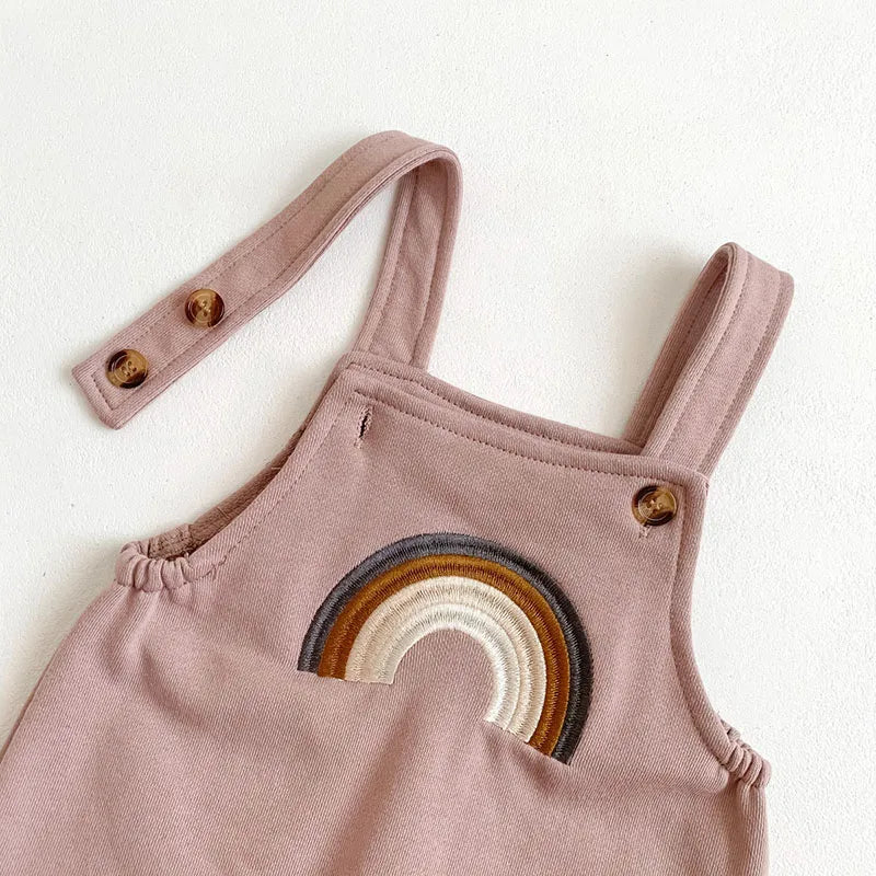 Soft Rainbow Embroidery Jumpsuit Romper
