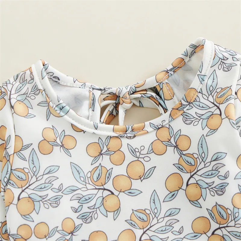 Baby Girl Floral Print Backless Bathing Suit