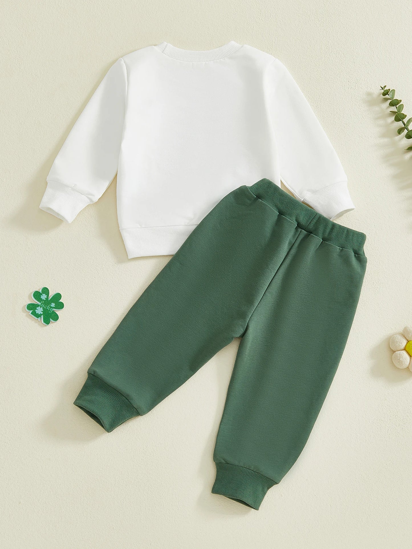 Baby Toddler Boys 2Pcs Lucky Boy Irish Outfit Clover Letter Long Sleeve Top and Joggers Pants 2 Piece Spring Jogger Set St. Patrick's Day