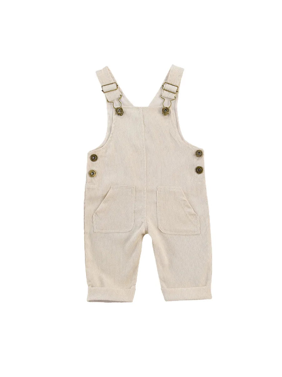 Baby Toddler Boys Girls Suspender Pants Jumpsuit With Buttons Fit Solid Color Overalls Romper