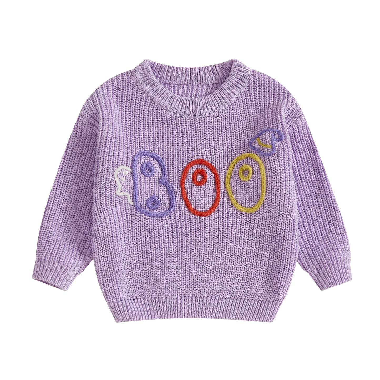 Baby Toddler Girls Boys Sweater Halloween Clothes Letter Boo Ghost Embroidery Long Sleeve Pullover Fall Top