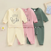 Load image into Gallery viewer, Baby Toddler Girls 2Pcs Little Sister Outfits Solid Color Long Sleeve Top Jogger Pants Set
