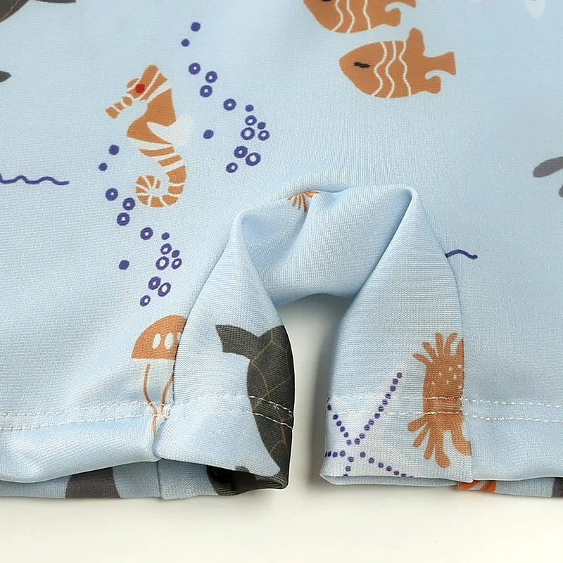 Boys Printed Zip Up Swimsuit