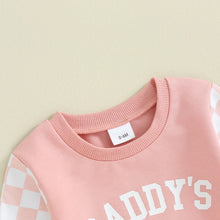 Load image into Gallery viewer, Toddler Baby Girl 2Pcs Daddy‘s Girl Letters Print Checkered Pattern Long Sleeve Crewneck Top Jogger Pants Set Outfit
