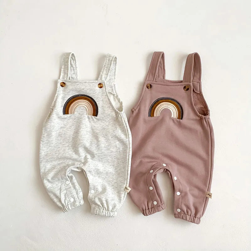 Soft Rainbow Embroidery Jumpsuit Romper
