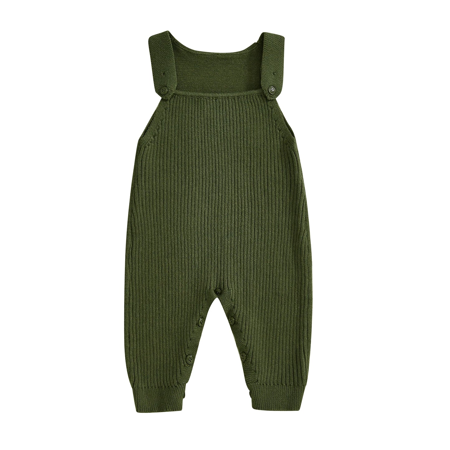 Baby Boys Girls Knit Jumpsuit Sleeveless Square Neck Solid Color Rompers Overalls