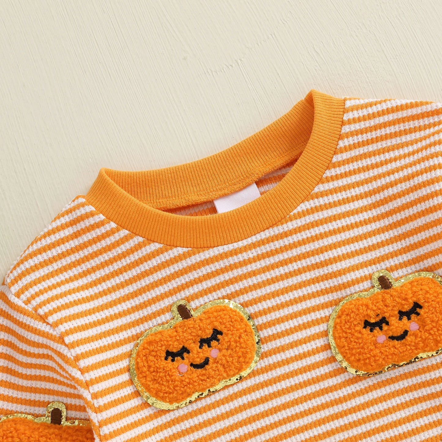Baby Toddler Girls Boys Long Sleeve Crew Neck Ghost Pumpkin Striped Pullover Halloween Top Clothes