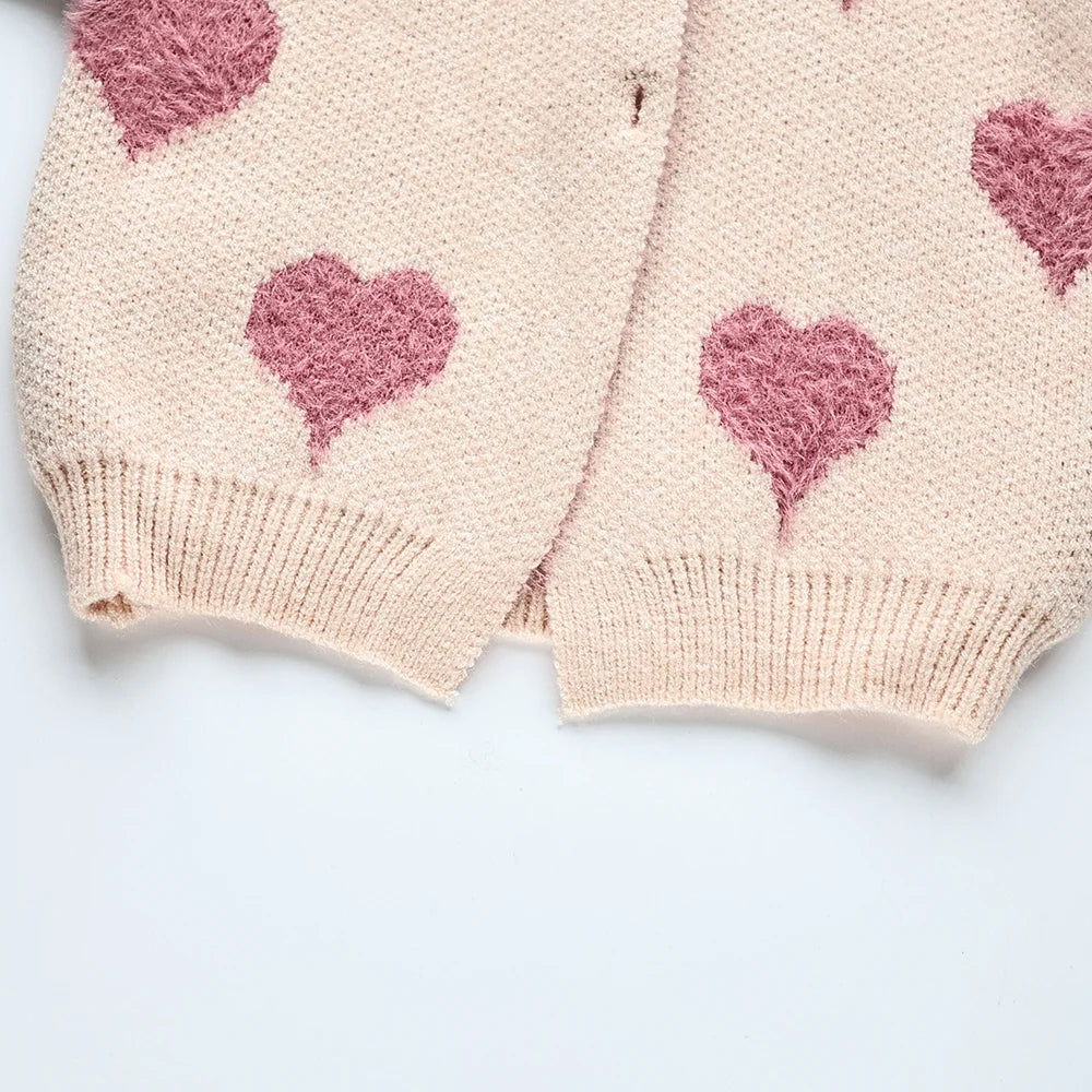 Heart Print 2 Piece Sweater Set