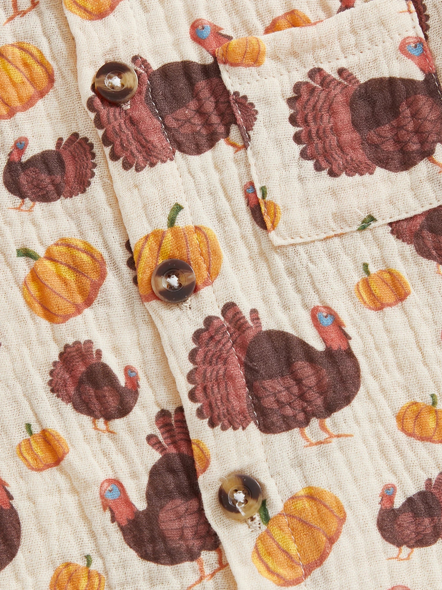 Baby Toddler Boys 2Pcs Thanksgiving Day Short Sleeve Lapel Button Up Turkey Pumpkin Print Top and Shorts Sets