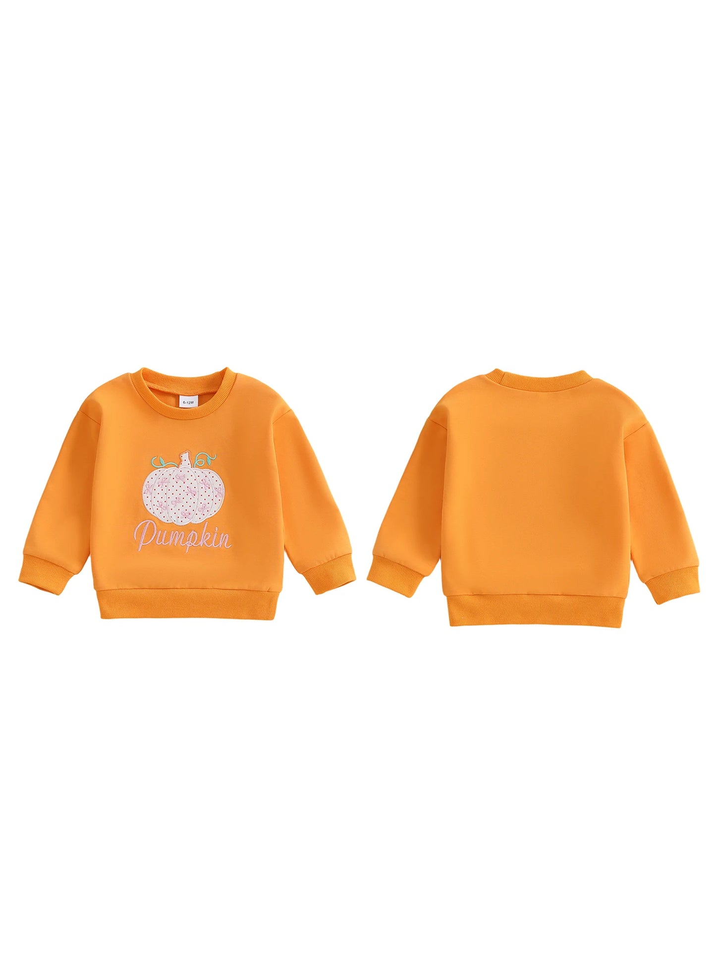 Baby Toddler Boys Girls Long Sleeve Pumpkin/Ghost/Christmas Tree Embroidery Crew Neck Top