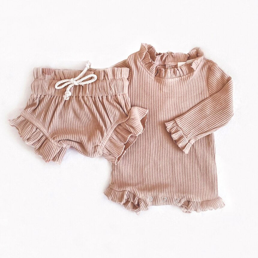 Ruffle Romper Shorts Set
