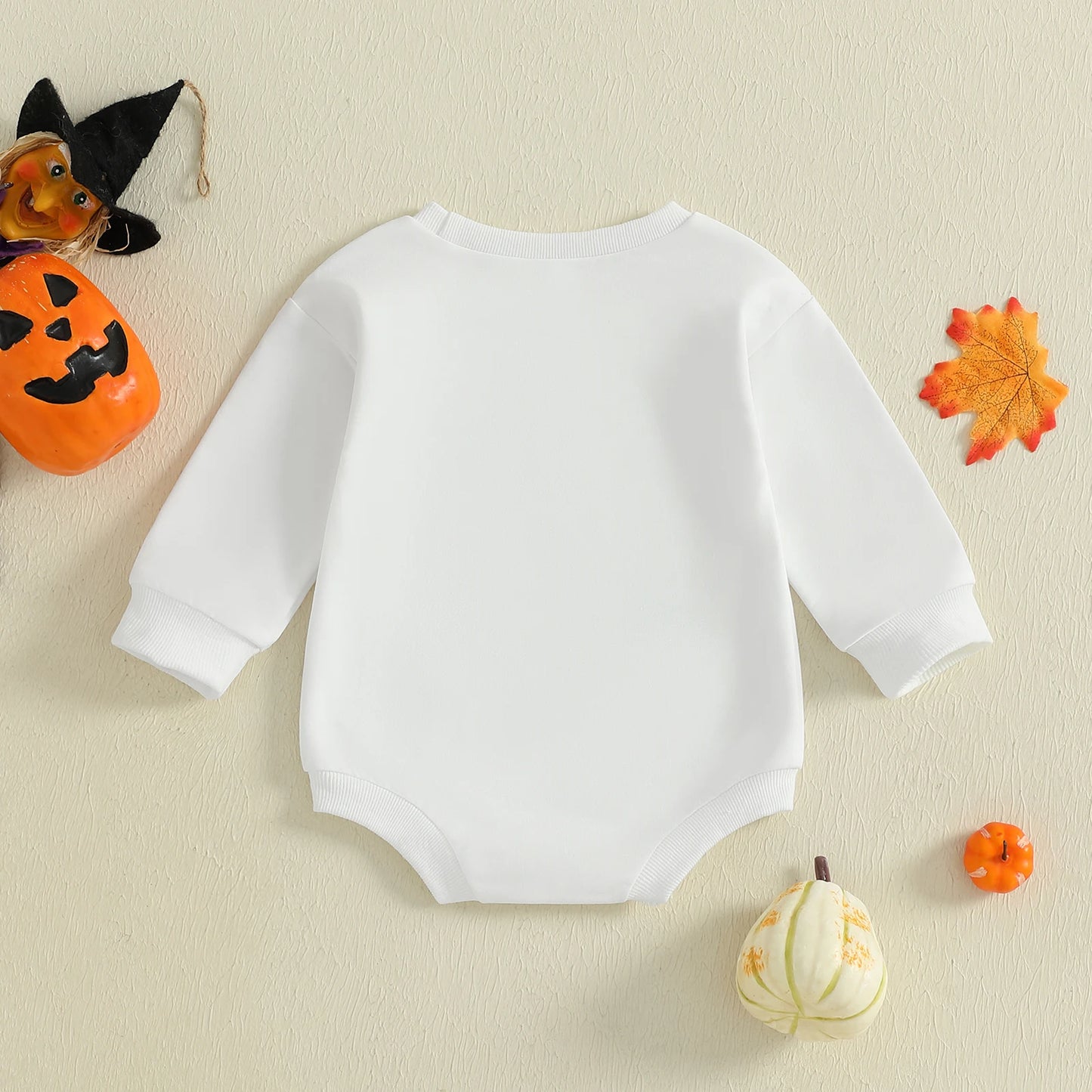 Baby Boys Girls Halloween Bubble Romper Long Sleeve Round Neck Black Cat Ghost Print Romper Fall Playsuit