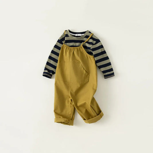 Striped T-Shirt Overalls Set