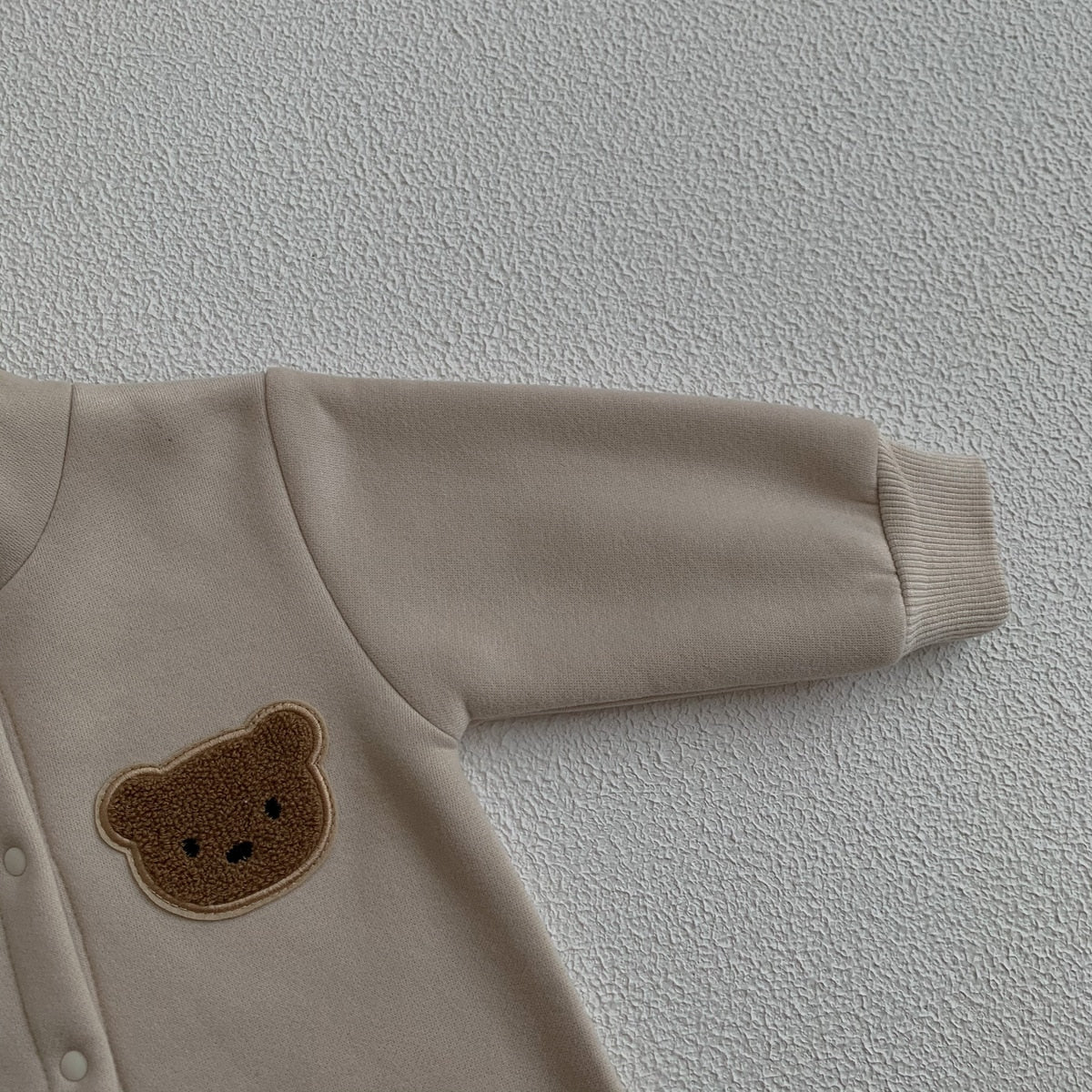 Teddy Bear Patch Hoodie Jumpsuit Romper