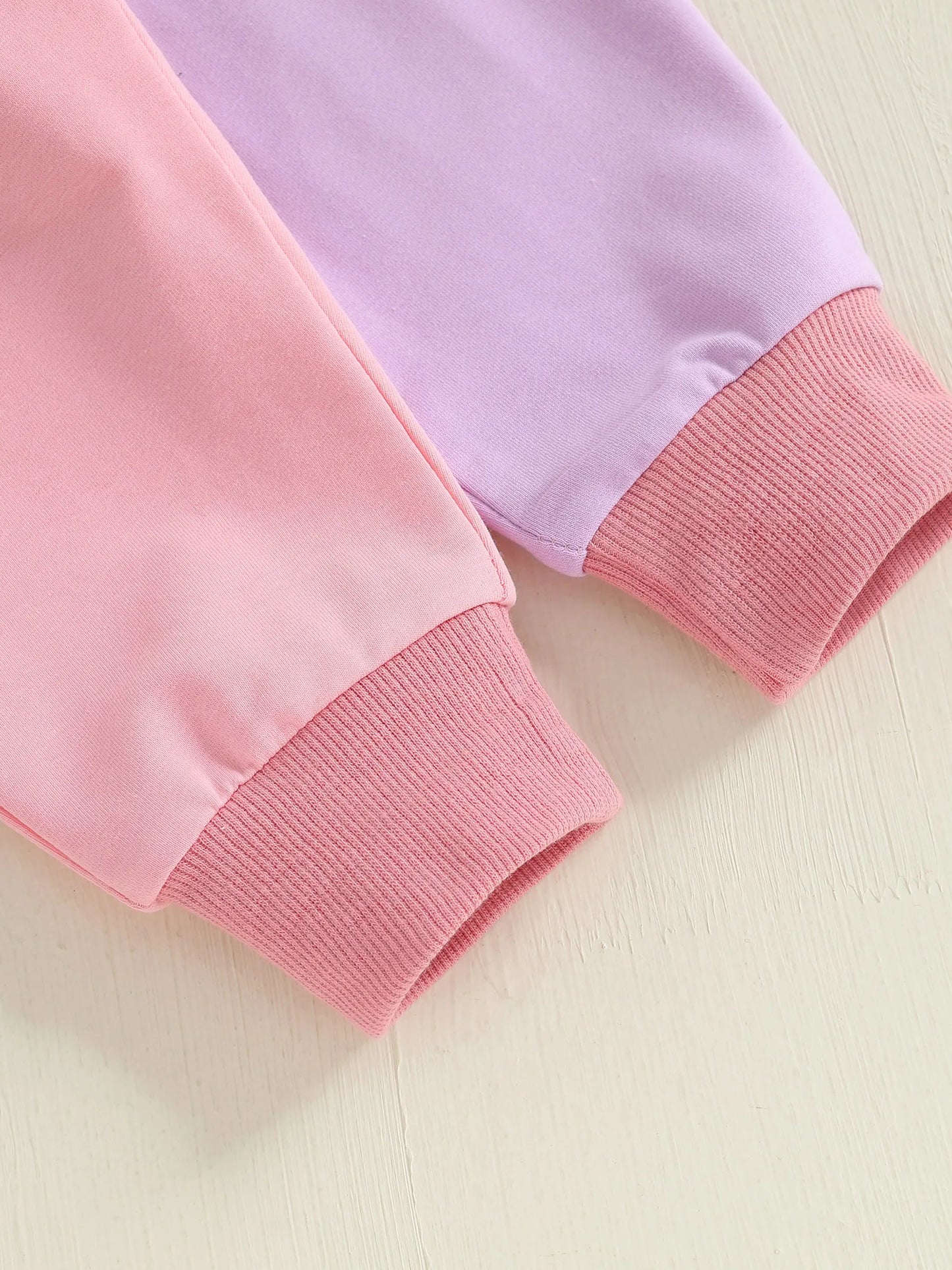 Baby Toddler Girls 2Pcs Mama's Little Bestie Long Sleeve O Neck Contrast Color Top Drawstring Pants Jogger Set