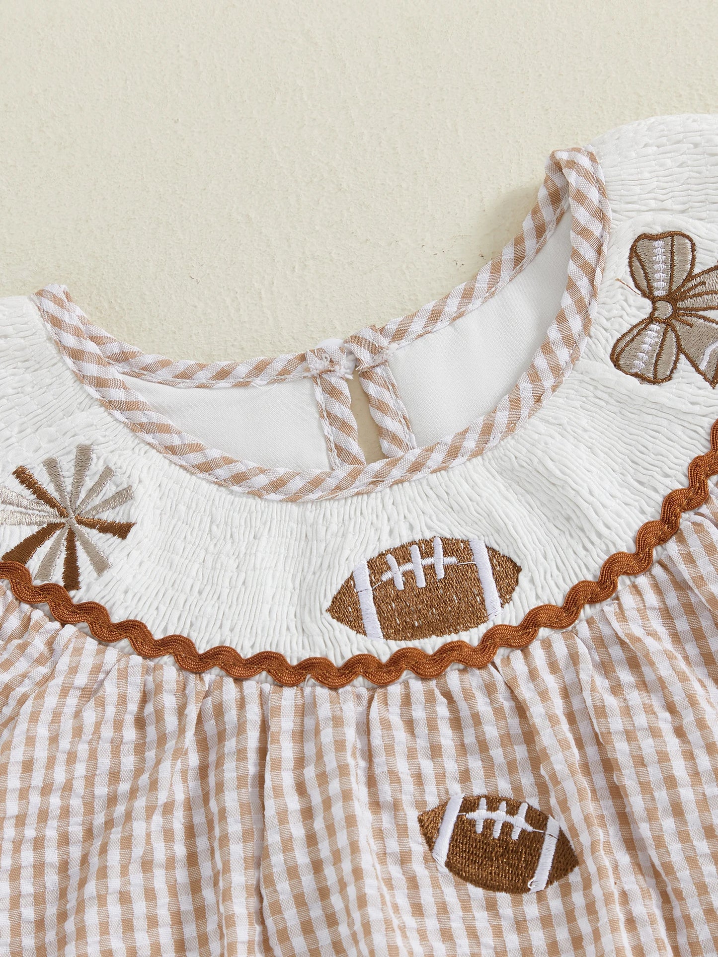 Toddler Kids Girl Dress Loose Fit Football Embroidered Plaid Crew Neck Short Sleeve Dress Summer Fall