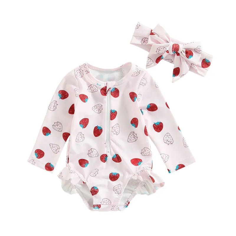 Baby Girl 2 Pcs Long Sleeve Cute Swimwear Set