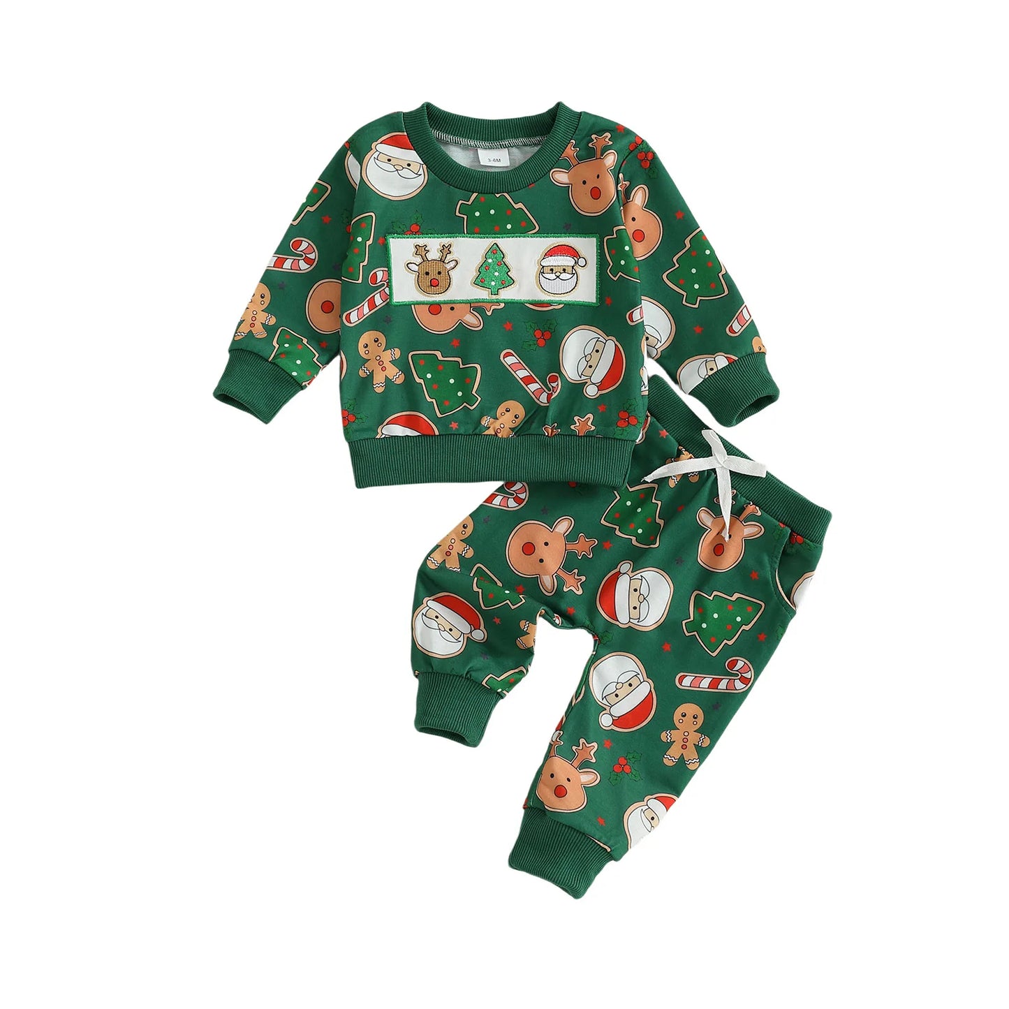 Baby Toddler Boys Girls 2Pcs Christmas Santa Claus Milk Reindeer Print Long Sleeve Top with Elastic Waist Paints 2piece Outfit Jogger Set