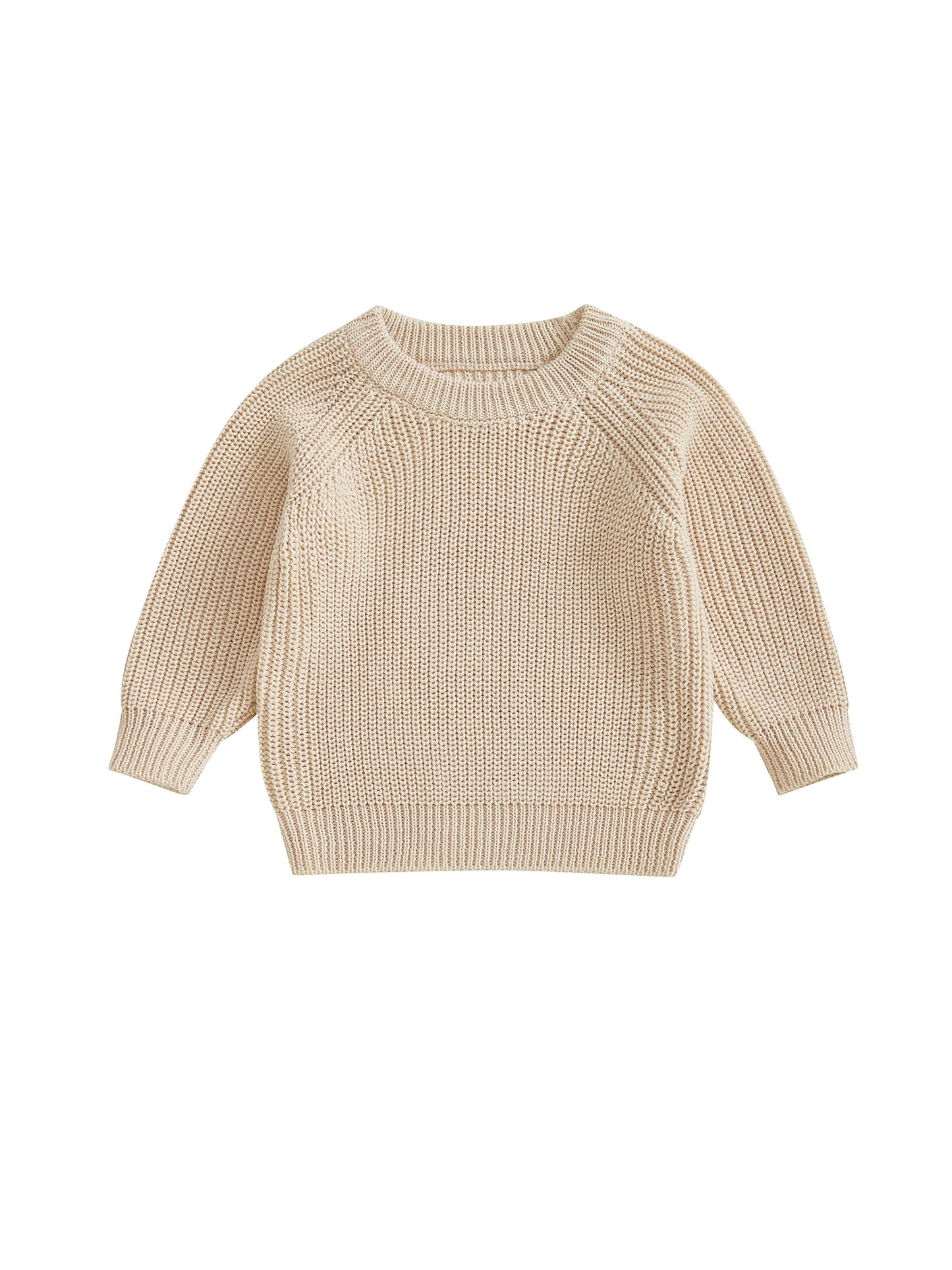 Baby Toddler Boys Girls Knit Sweater Long Sleeve Round Neck Solid Color Pullover Fall Top