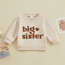 Load image into Gallery viewer, Baby Kids Toddler Girl Big Sister Long Sleeve Letter Heart Embroidery Pullover Top
