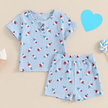 Load image into Gallery viewer, Baby Toddler Boy 2Pcs 4th of July Outfit Popsicle Print Short Sleeve Top with Elastic Waist Shorts Set

