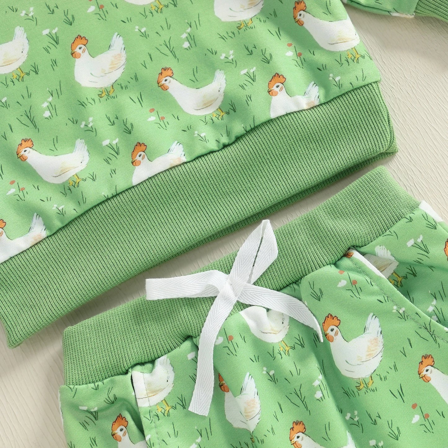 Baby Toddler Boys Girls 2Pcs Fall Outfit Long Sleeve Farm Chicken Print Top Jogger Pants Set