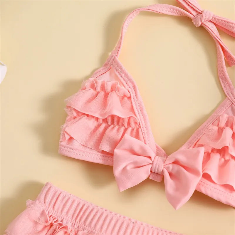 Baby Girls Cute Frill Swimsuit With Hat