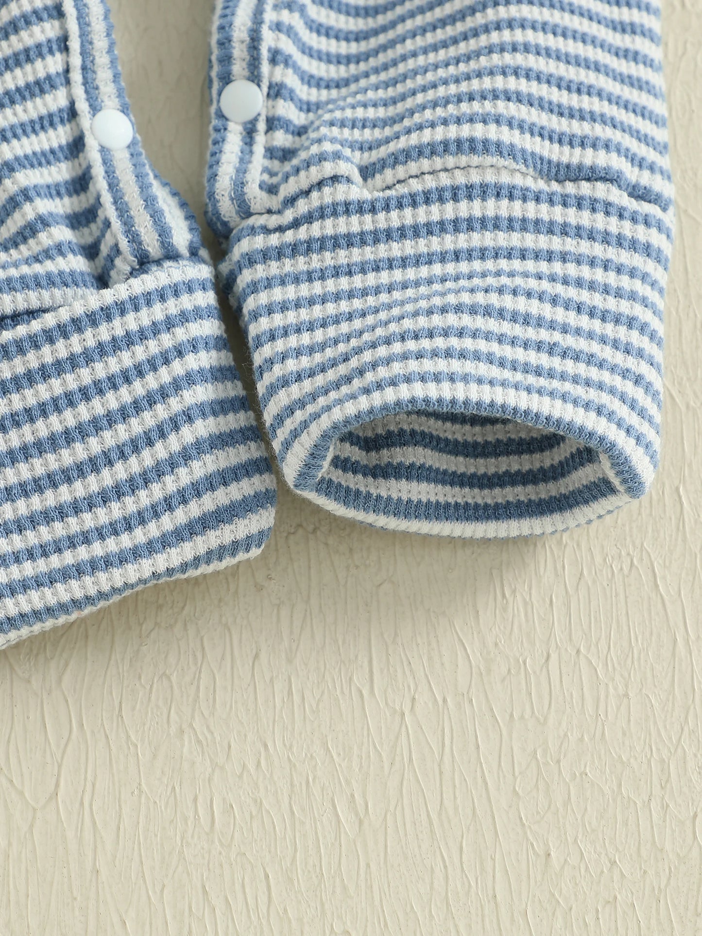 Baby Boys 2Pcs Fall Clothes Romper Stripe Print Long Sleeve Round Neck Full Length Jumpsuit with Hat Set