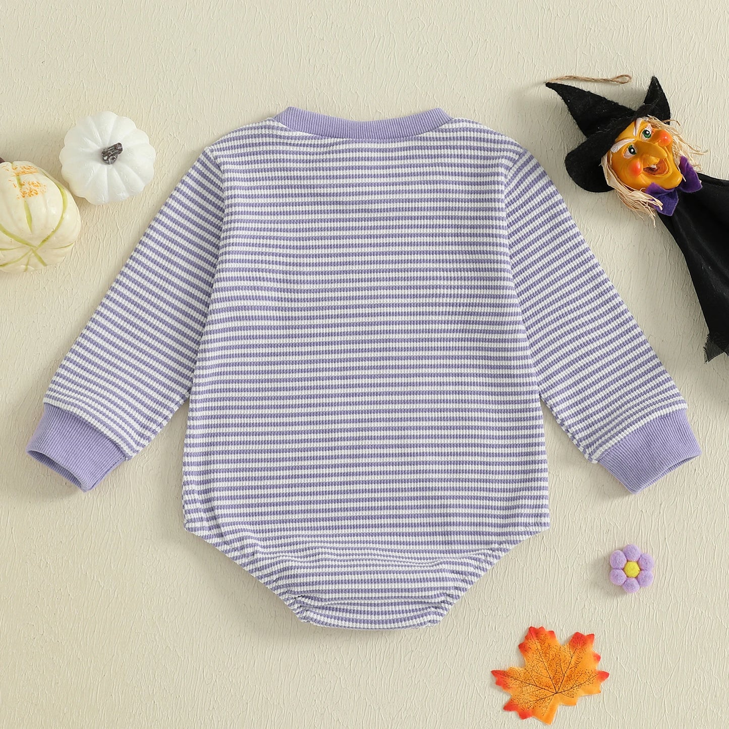 Baby Girls Boys Halloween Romper Long Sleeve Crew Neck Pumpkin Ghost Embroidery Bodysuit Fall