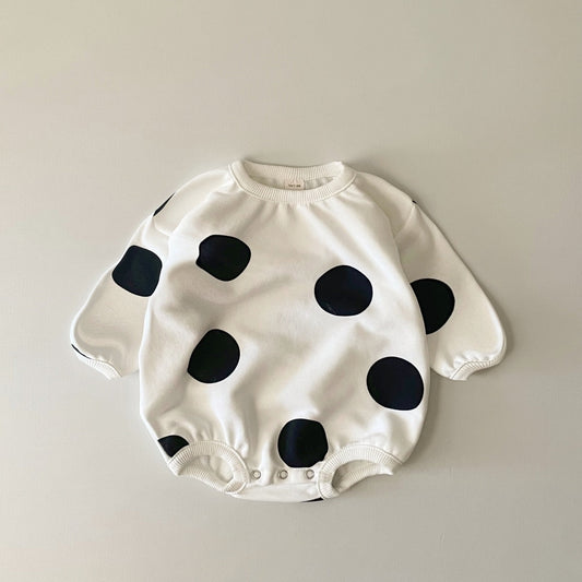 Long Sleeve Polka Dot Bodysuit Romper