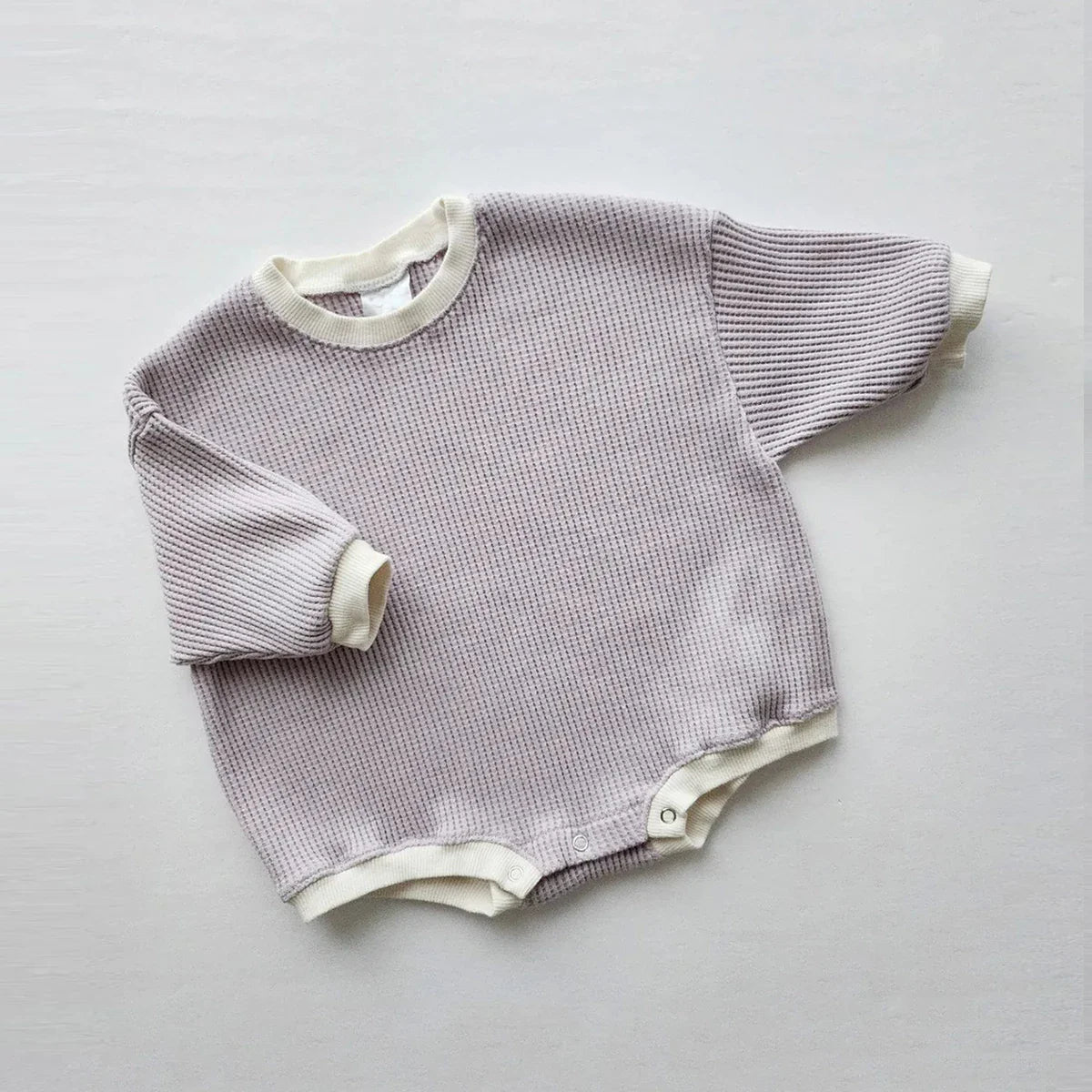Oversize Solid Waffle Bodysuit Romper