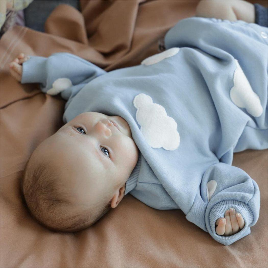Sky Blue Cloud Sweater Bodysuit Romper