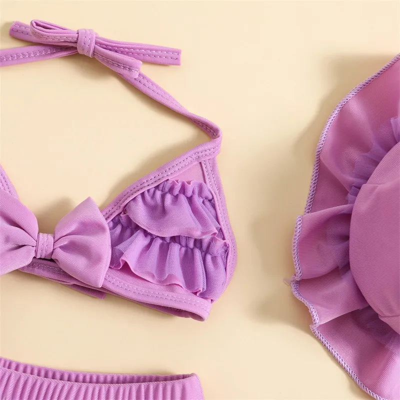Baby Girls Cute Frill Swimsuit With Hat