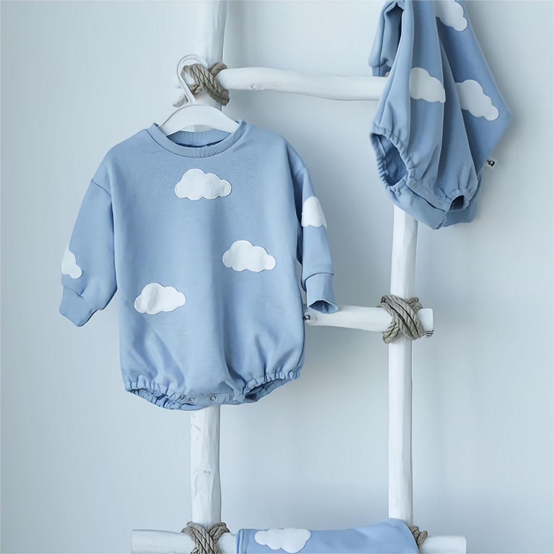 Sky Blue Cloud Sweater Bodysuit Romper