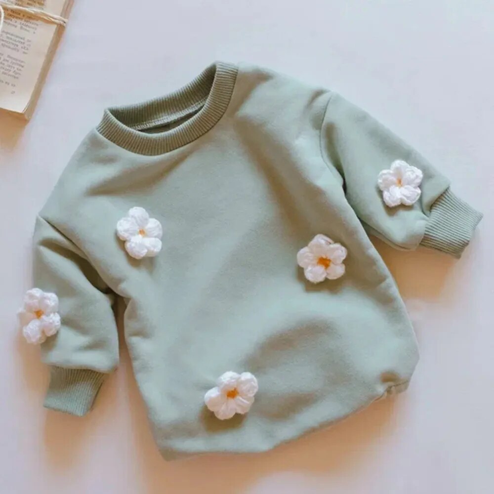Green Embroidered Flower Sweater Bodysuit Romper