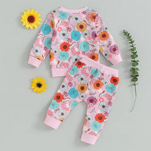 Load image into Gallery viewer, Baby Toddler Boys Girls 2Pcs Western Clothes Flower/Cow Print Top Elastic Waist Pants Set
