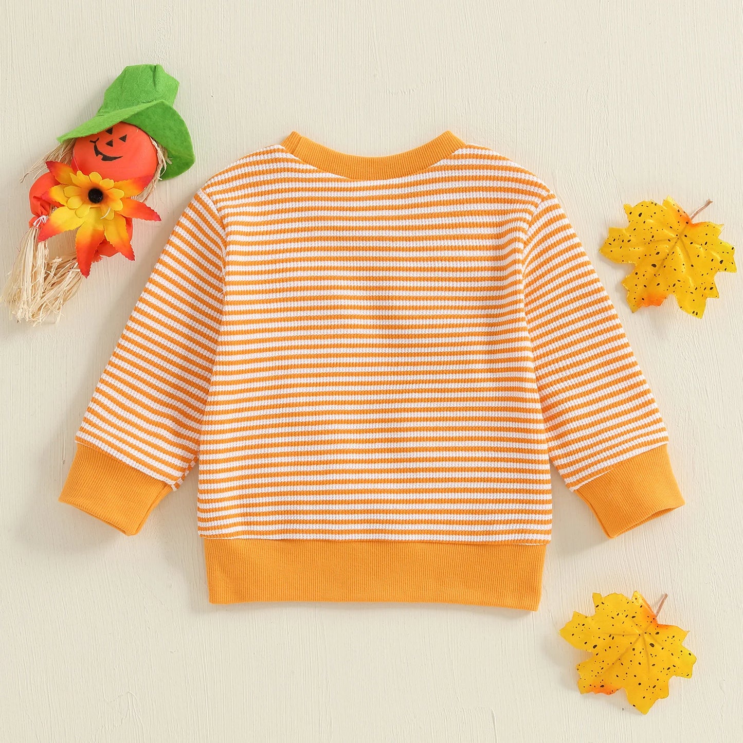 Baby Toddler Girls Boys Long Sleeve Crew Neck Ghost Pumpkin Striped Pullover Halloween Top Clothes