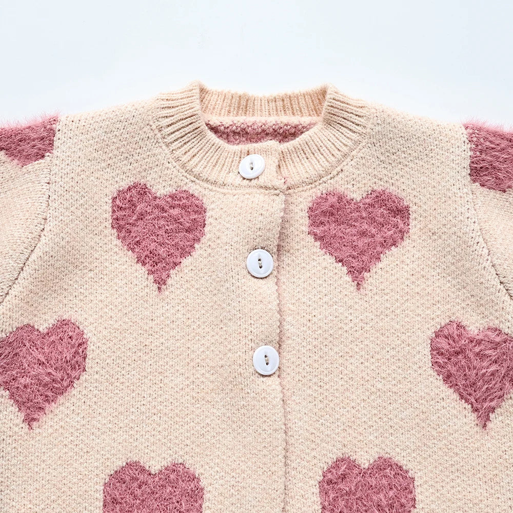 Heart Print 2 Piece Sweater Set