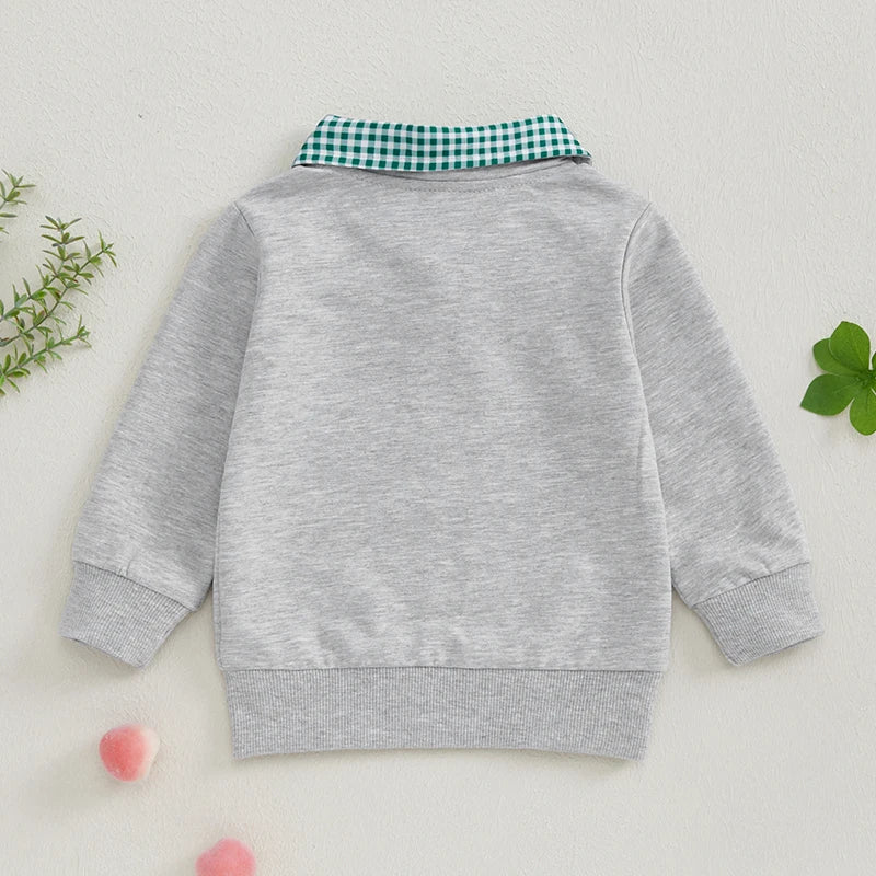 Baby Toddler Boys Golf Cart Embroidery Long Sleeve Pullover Quarter Zip Top
