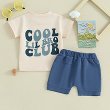 Load image into Gallery viewer, Baby Toddler Boys 2Pcs Big Brother Little Brother Matching Outfits Cool Lil Bro Big Bro Club Letters Print Sunglasses Short Sleeve Top Shorts Set
