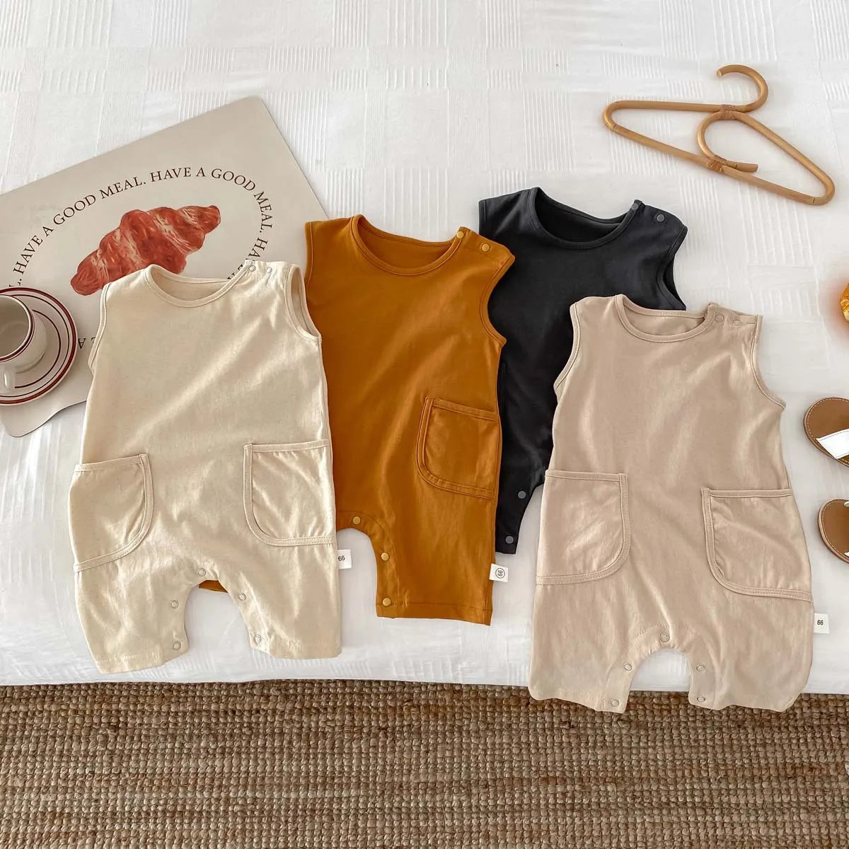 Solid Double Pocket Jumpsuit Romper