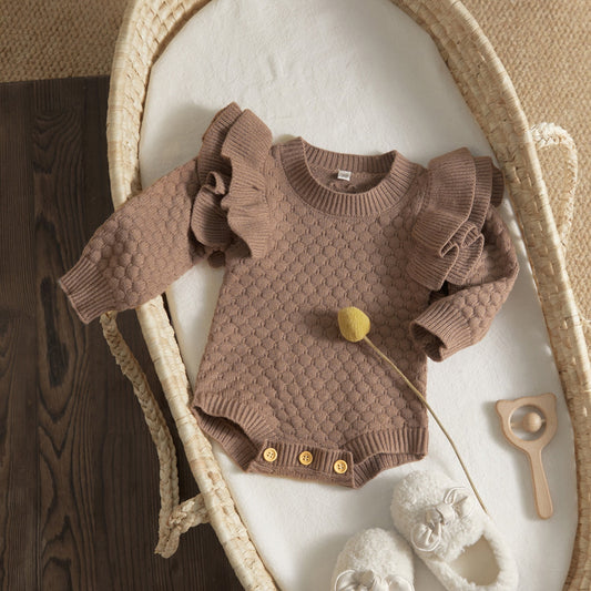 Ruffle Sleeve Detail Sweater Romper