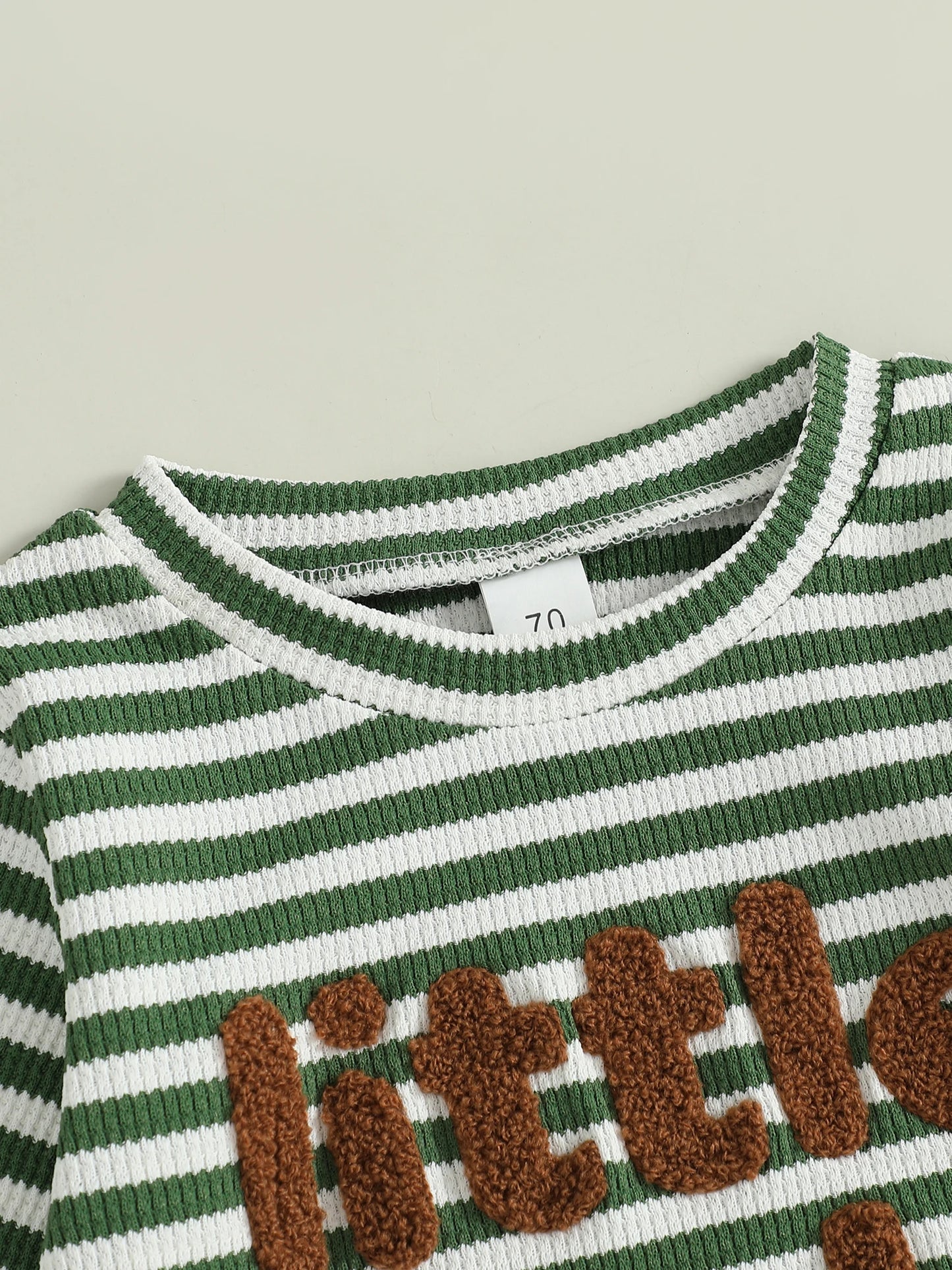 Baby Toddler Boys 2Pcs Mama's Boy / Little Dude Waffle Outfit Letter Embroidery Striped Long Sleeve Top and Elastic Pants Set