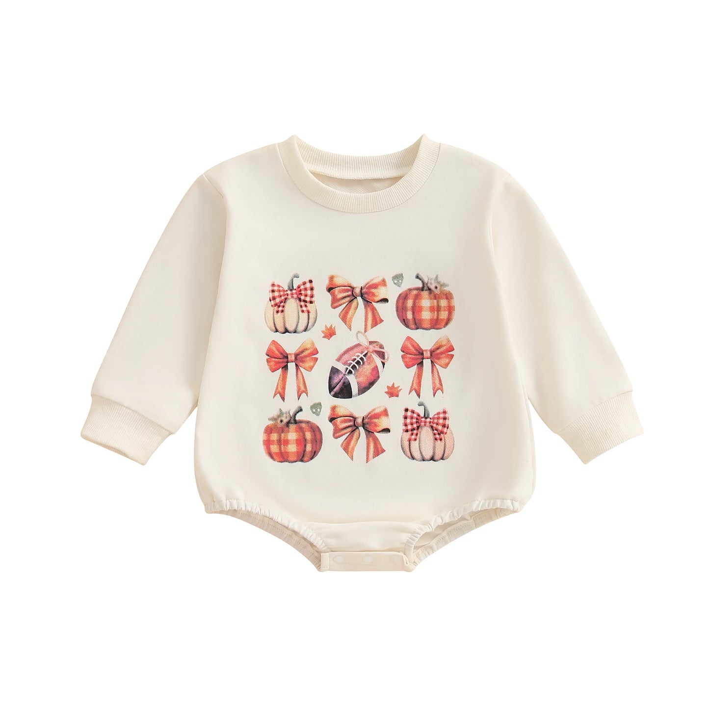 Baby Girls Boys Bubble Romper Halloween Clothes Pumpkin Print Long Sleeve Fall Bodysuit Jumpsuit