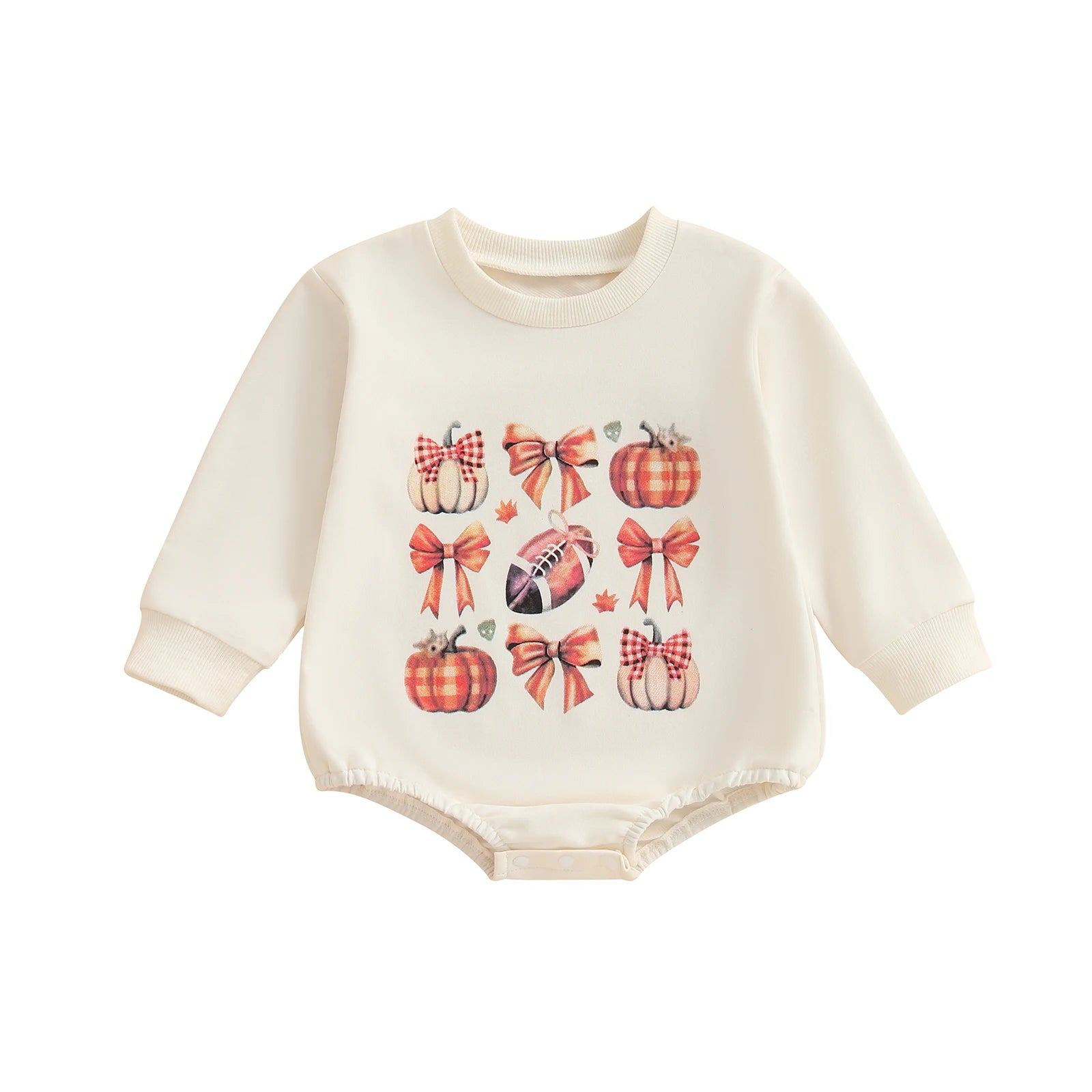 Baby Girls Boys Bubble Romper Halloween Clothes Pumpkin Print Long Sleeve Fall Bodysuit Jumpsuit