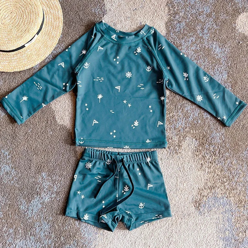 Long Sleeve Printed Swimwear Set