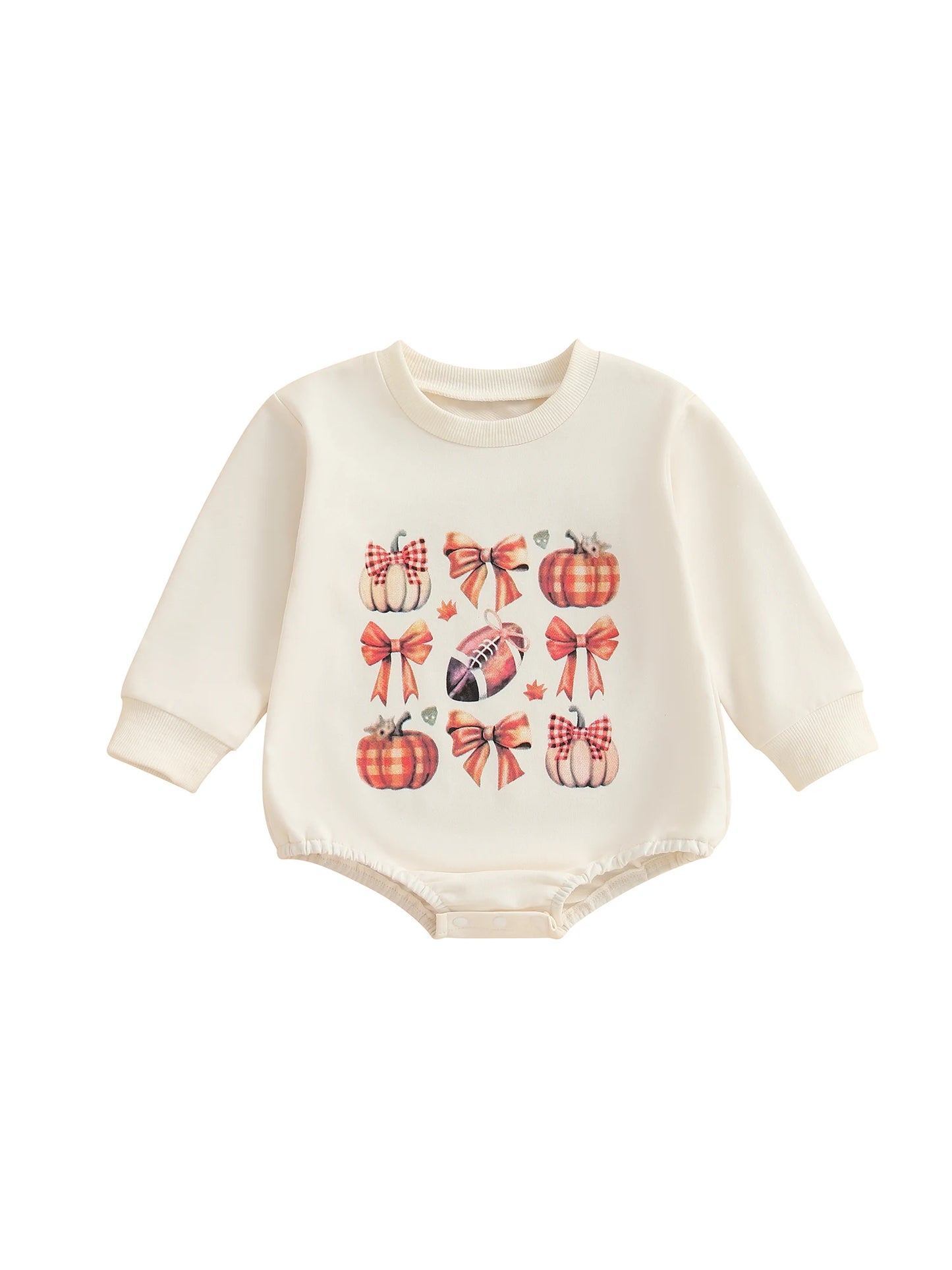 Baby Girls Boys Bubble Romper Halloween Clothes Pumpkin Print Long Sleeve Fall Bodysuit Jumpsuit